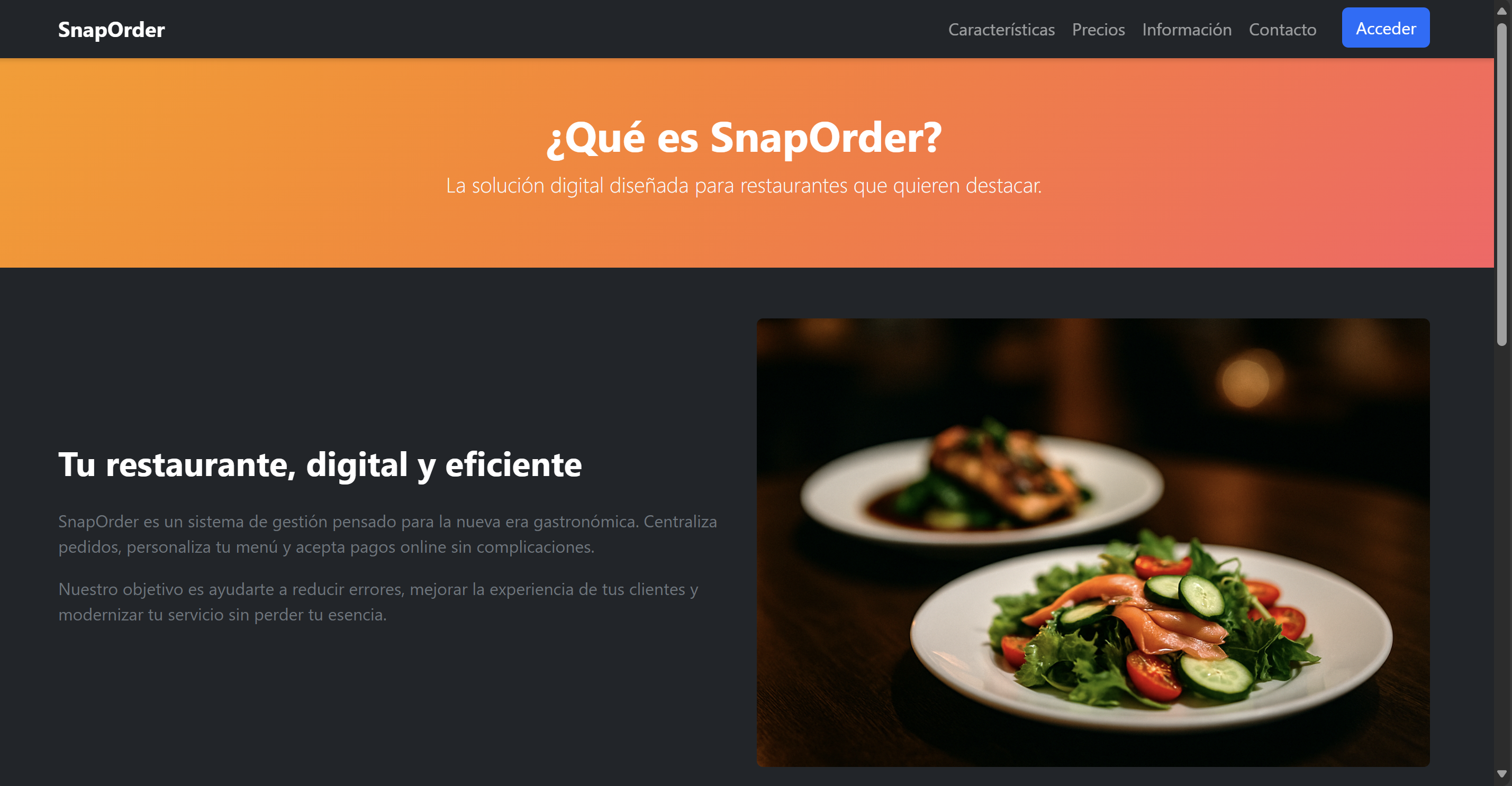 Vista previa de SnapOrder